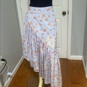Abercrombie & Fitch Light Blue Floral Asymmetrical Ruffle Skirt